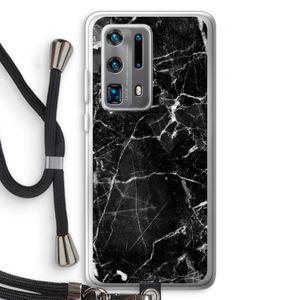 Zwart Marmer 2: Huawei P40 Pro Plus Transparant Hoesje met koord