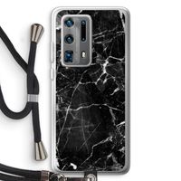 Zwart Marmer 2: Huawei P40 Pro Plus Transparant Hoesje met koord