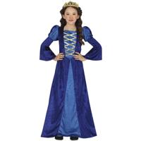 Jonkvrouw/middeleeuwse prinses verkleed set - blauw- luxe prinsessenjurk - voor kinderen