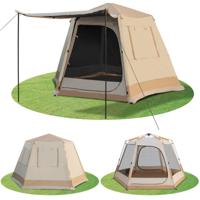 4-6 Persoons Campingtent Dubbele Laag Waterdichte Winddichte Familietent met Draagtas UV-Bescherming 50+ Beige