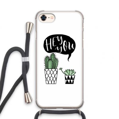 Hey you cactus: iPhone 7 Transparant Hoesje met koord