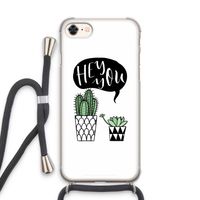 Hey you cactus: iPhone 7 Transparant Hoesje met koord