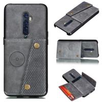 Voor OPPO Reno2 schokbestendige magnetische PU + TPU beschermhoes met kaartsleuven (grijs)