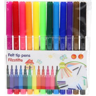 Viltstiften - 12x - gekleurd - in etui - stiften