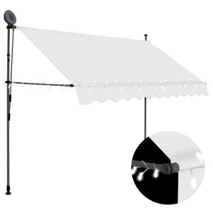VidaXL Luifel handmatig uitschuifbaar met led 300 cm crèmekleurig