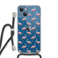 Flamingoprint groen: iPhone 13 Transparant Hoesje met koord