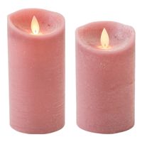 Set van 2x stuks Antiek Roze Led kaarsen met bewegende vlam