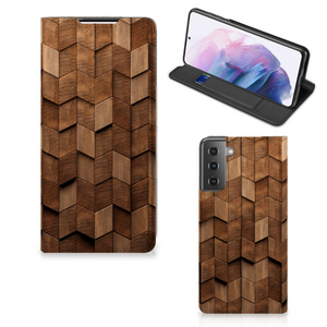 Book Wallet Case voor Samsung Galaxy S21 Plus Wooden Cubes