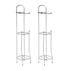 Set van 2x stuks staande wc/toiletrolhouders met reservoir zilver 66 cm van metaal