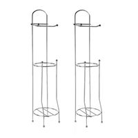 Set van 2x stuks staande wc/toiletrolhouders met reservoir zilver 66 cm van metaal