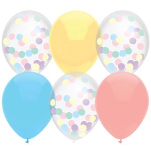 Ballonnen Mix Pastel Confetti - 6 Stuks