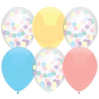 Ballonnen Mix Pastel Confetti - 6 Stuks - thumbnail