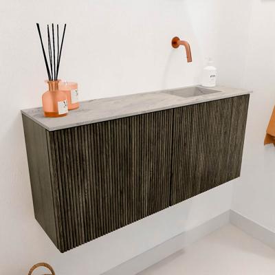 Toiletmeubel Mondiaz Joya Dlux | 90 cm | Meubelkleur Shadow | Faye wastafel Glace Wasbak Rechts | Zonder kraangat(en)