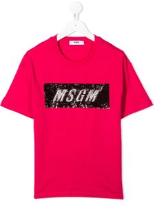 MSGM Kids t-shirt à patch logo - Rose