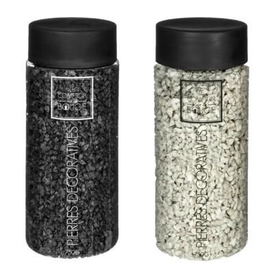 Atmosphera Decoratie steentjes - 2x potjes - zwart en beige - 750 gr - Steenkorrels - vulmateriaal