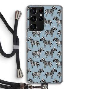 Zebra: Samsung Galaxy S21 Ultra Transparant Hoesje met koord