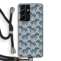 Zebra: Samsung Galaxy S21 Ultra Transparant Hoesje met koord