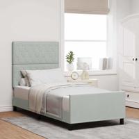 Bedframe met hoofdeinde Lichtgrijs 90 x 190 cm Fluweel