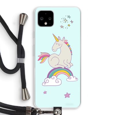 Regenboog eenhoorn: Pixel 4 XL Transparant Hoesje met koord