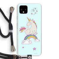 Regenboog eenhoorn: Pixel 4 XL Transparant Hoesje met koord