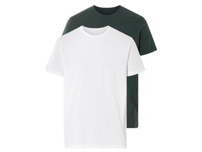LIVERGY 2 heren T-shirts (donkergroen/wit, XL)