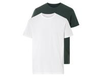 LIVERGY 2 heren T-shirts (donkergroen/wit, XL)