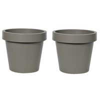 Plantenpot/bloempot - 2x - kunststof - taupe/bruin - Tuin buiten - D40 x H35 cm