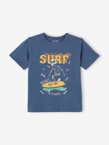 T-shirt met grafisch motief jongens donker leisteenblauw