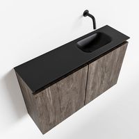 Toiletmeubel Mondiaz Ture | 80 cm | Meubelkleur Dark brown | Eden wastafel Urban Rechts | Zonder kraangat