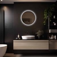 Loxa - Ronde Badkamerspiegel Ilona met Led 50cm - Zwarte omlijsting - Dimbaar - Condensvrij vlak- Duurzame kwaliteit - Eenvoudige installatie