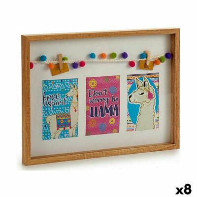 Muurfotolijst Kwastjes Lama Multicolour Hout 30 x 3 x 41 cm (8 Stuks)