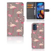 Motorola Moto E32 | Moto E32s | Telefoonhoesje | Met pasjeshouder | Flamingo