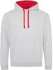 Just JH003 Varsity Hoodie - Heather Grey/Fire Red - XL