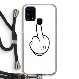 Middle finger white: Samsung Galaxy M31 Transparant Hoesje met koord
