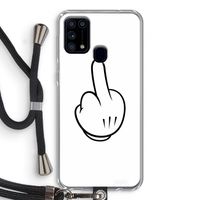 Middle finger white: Samsung Galaxy M31 Transparant Hoesje met koord