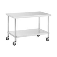 RVS tafel met wielen - PREMIUM - 70 x 120 cm - 158 kg - Royal Catering