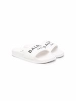 Balmain Kids claquettes à logo imprimé - Blanc