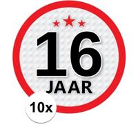 16 jaar leeftijd sticker - 10x - rond - Dia 15 cm - 16 jaar verjaardag - jubileum - leeftijd versier