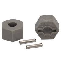 Wheel hubs, hex (tall offset, rustler/stampede front) (2)/ axle pins (2.5x12mm) (2) - thumbnail