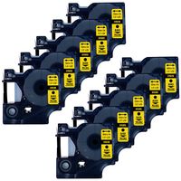 DULA Dymo D1 45018 - S0720580 - Compatible label tape - 10 lettertapes - Zwart op geel - 12mm x 7m - thumbnail