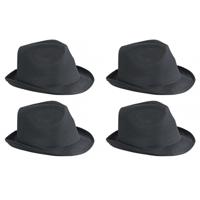 Trilby feesthoedje voor volwassenen - 6x stuks - zwart - Carnaval party verkleed hoeden