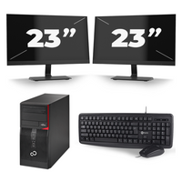 Fujitsu Esprimo P556 Micro Tower - Intel Core i5-6e Generatie - 8GB RAM - 256GB SSD - Windows 11 + 2x 23 inch Monitor
