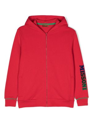 Missoni Kids hoodie en coton à logo imprimé - Rouge