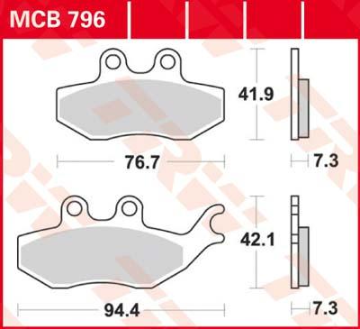 TRW Remblokken, en remschoenen voor de moto, MCB796 Allround organisch