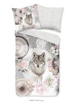 HIP Dekbedovertrek "mandala's met wolf" - Grijs - (135x200 cm) - Katoen Flanel