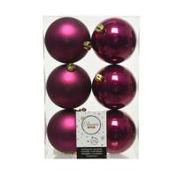 Decoris Kerstballen - 6x st - framboos roze - D8 cm - kunststof - kerstversiering