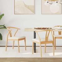 Eetkamerstoel 2 pcs Natuurlijk en Licht Massief Rubberhout