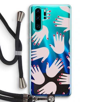 Hands pink: Huawei P30 Pro Transparant Hoesje met koord
