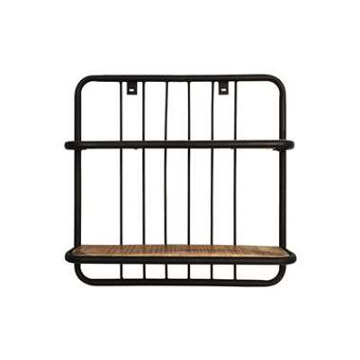 HSM Collection wandplank Linos - naturel/zwart - 50x50x12 cm - Leen Bakker