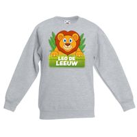 Leeuwen dieren sweater grijs voor kinderen - thumbnail